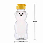 8 Fluid Oz Plastic Bear Honey Bottle Jars-16 pack