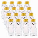 8 Fluid Oz Plastic Bear Honey Bottle Jars-16 pack